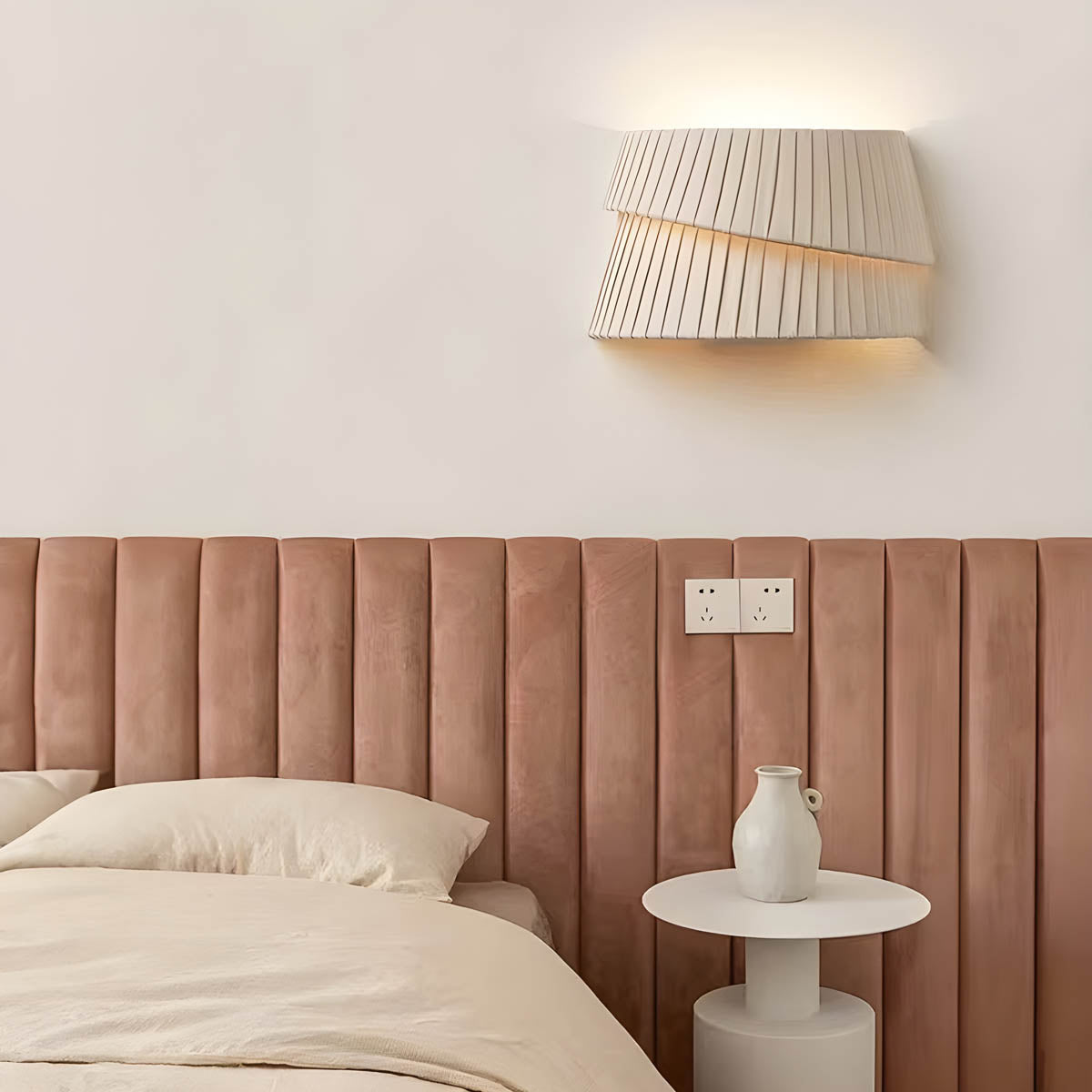 Pleated Hessian Wall Light – French Style