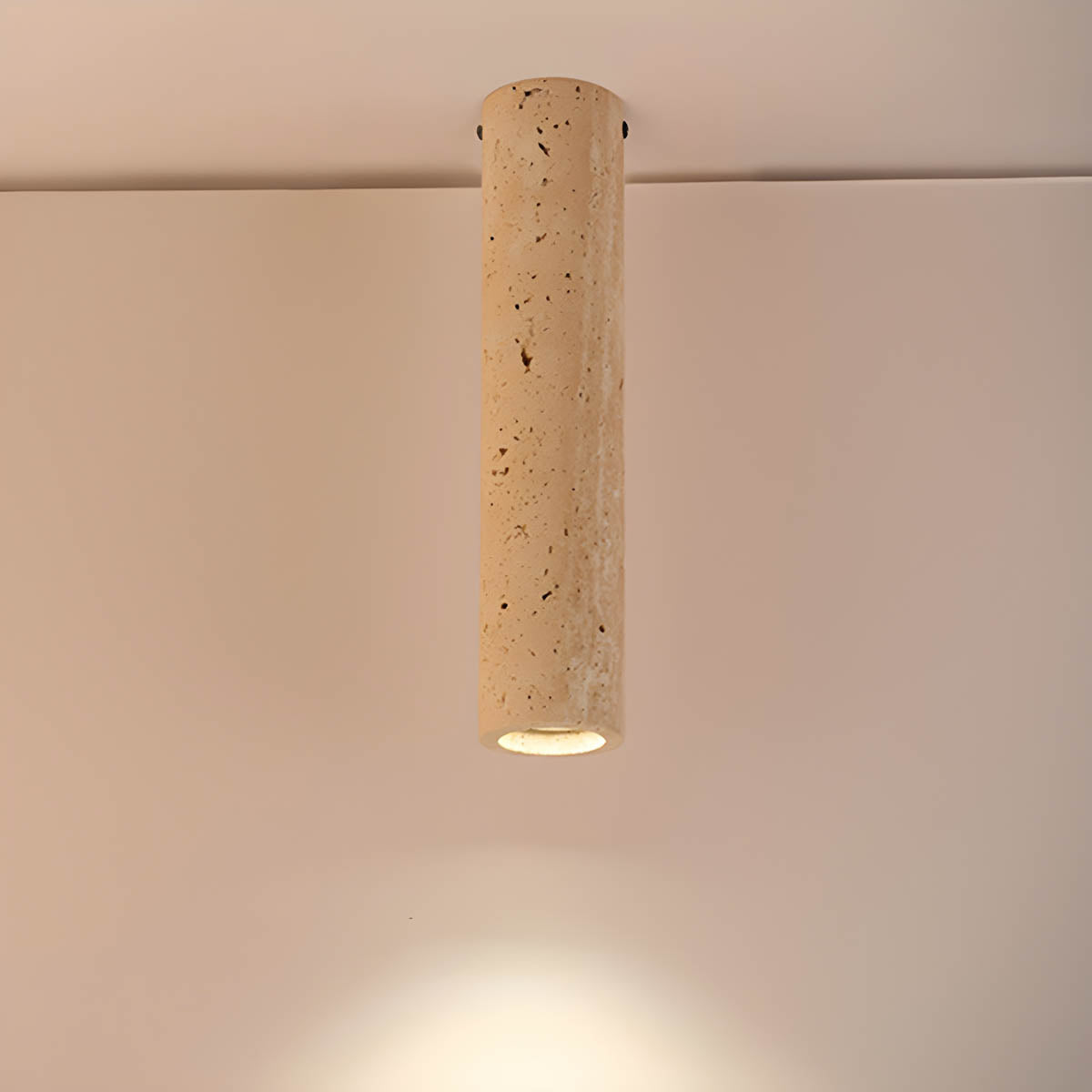 Travertine stone surface-mount ceiling light