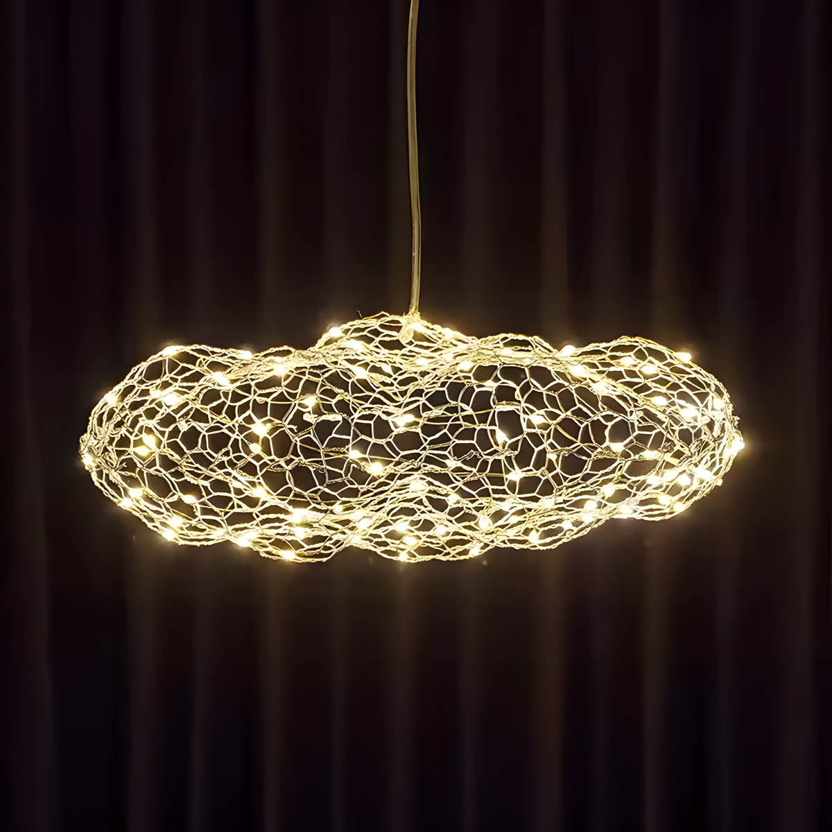 Wireframe LED wreath pendant light 30-120 cm, wrought iron