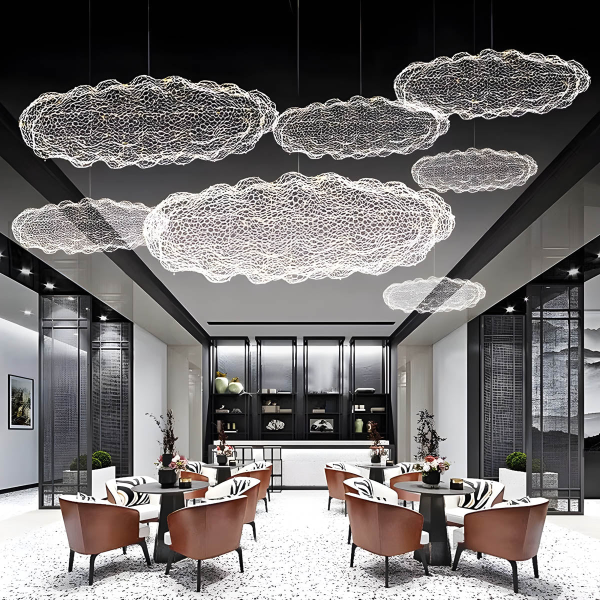 Wireframe LED wreath pendant light 30-120 cm, wrought iron