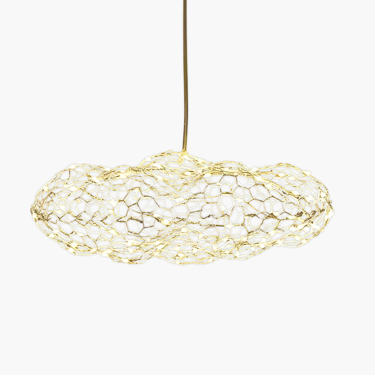 Wireframe LED wreath pendant light 30-120 cm, wrought iron