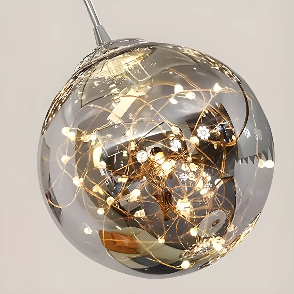 13-sphere glass cluster chandelier, alloy & glass