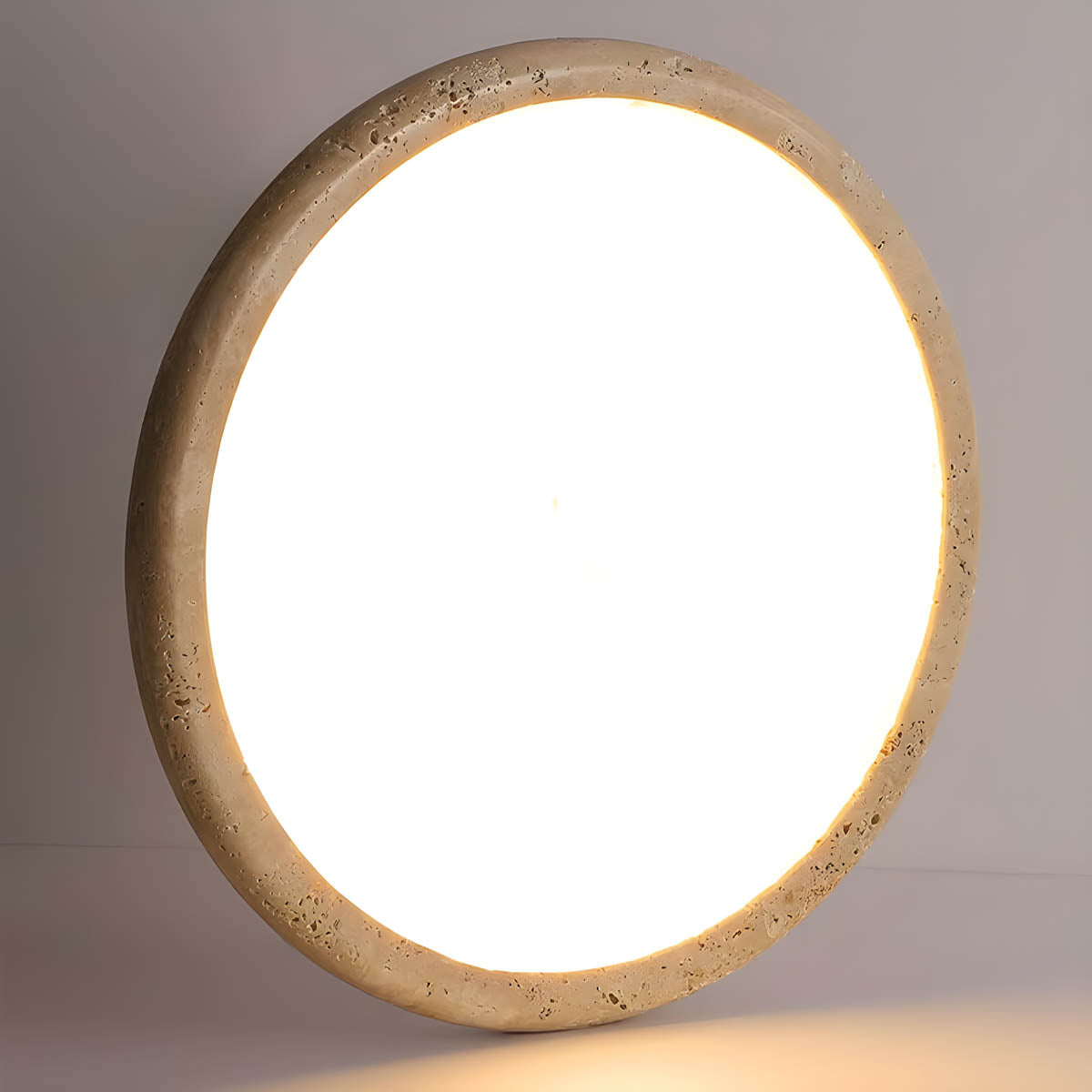 Travertine-accent flush-mount ceiling light