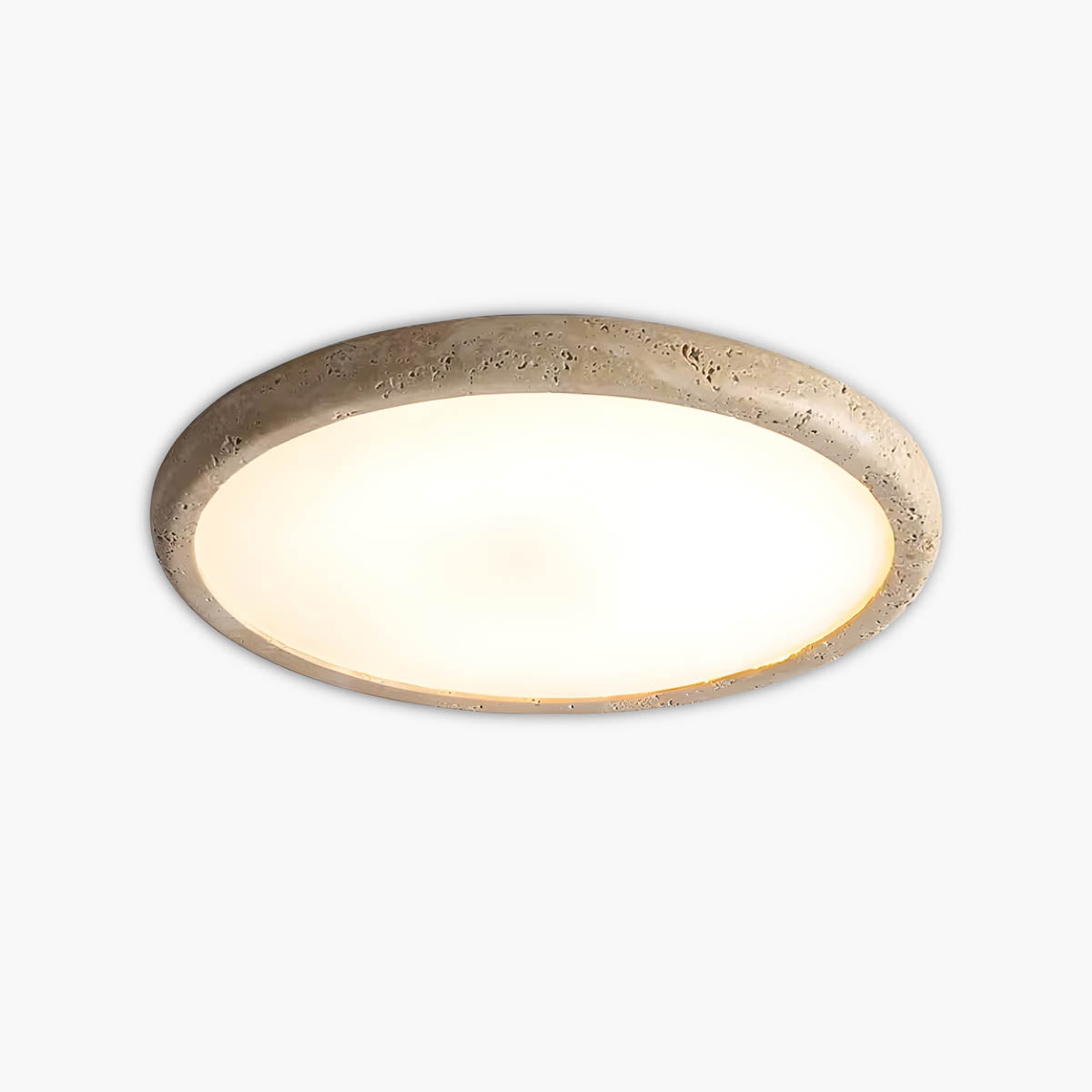 Travertine-accent flush-mount ceiling light