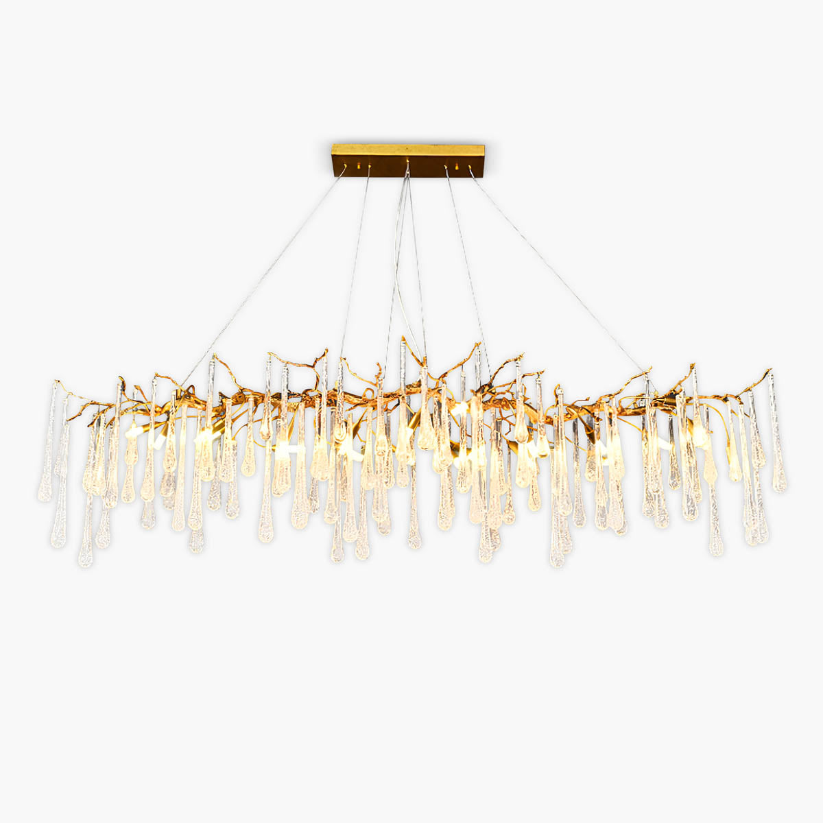 Crystal branch chandelier with aluminium or copper frame