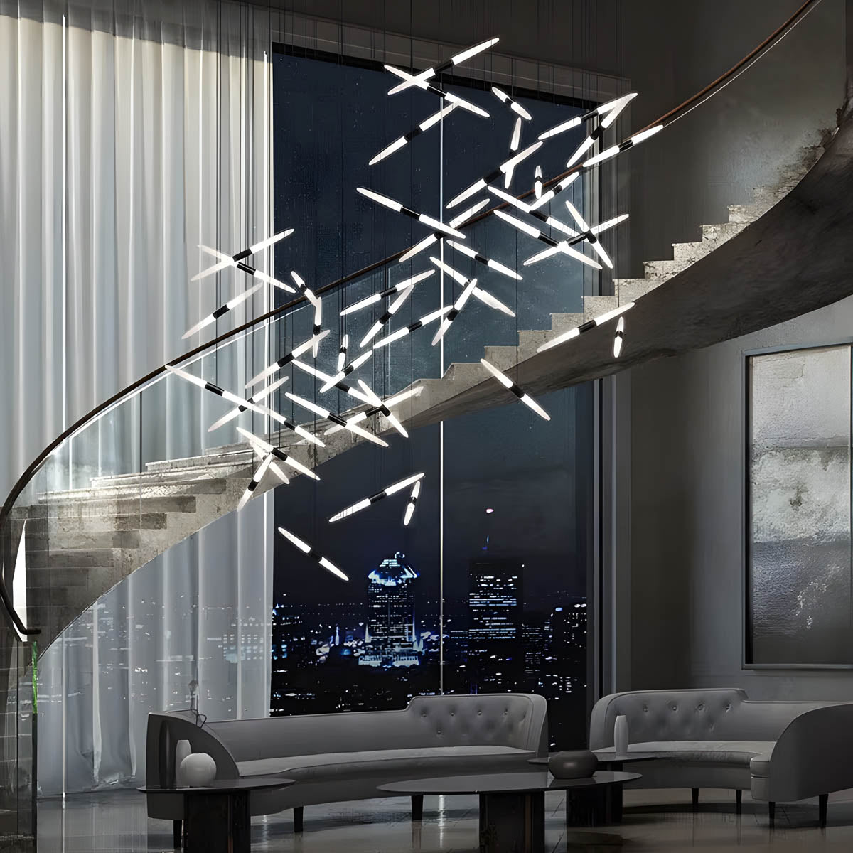 Modern LED Pendant Chandelier – Aluminium & Acrylic, 5–24 Heads