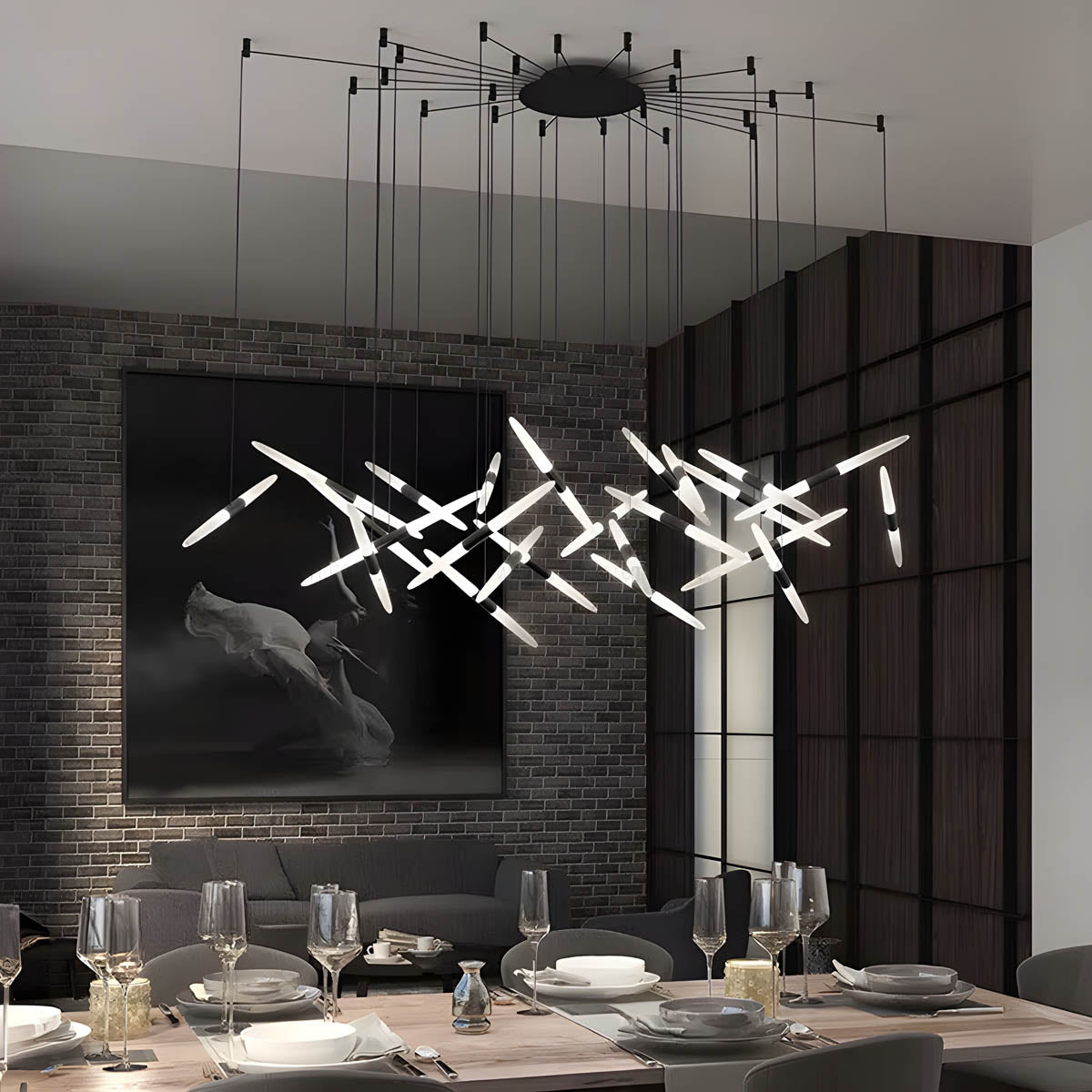 Modern LED Pendant Chandelier – Aluminium & Acrylic, 5–24 Heads