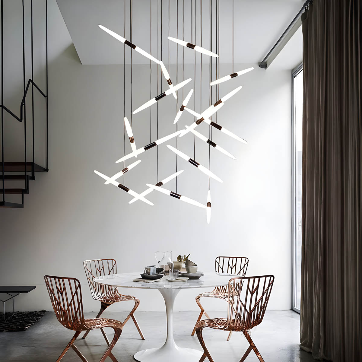 Modern LED Pendant Chandelier – Aluminium & Acrylic, 5–24 Heads