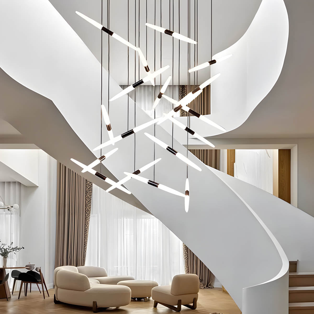 Modern LED Pendant Chandelier – Aluminium & Acrylic, 5–24 Heads