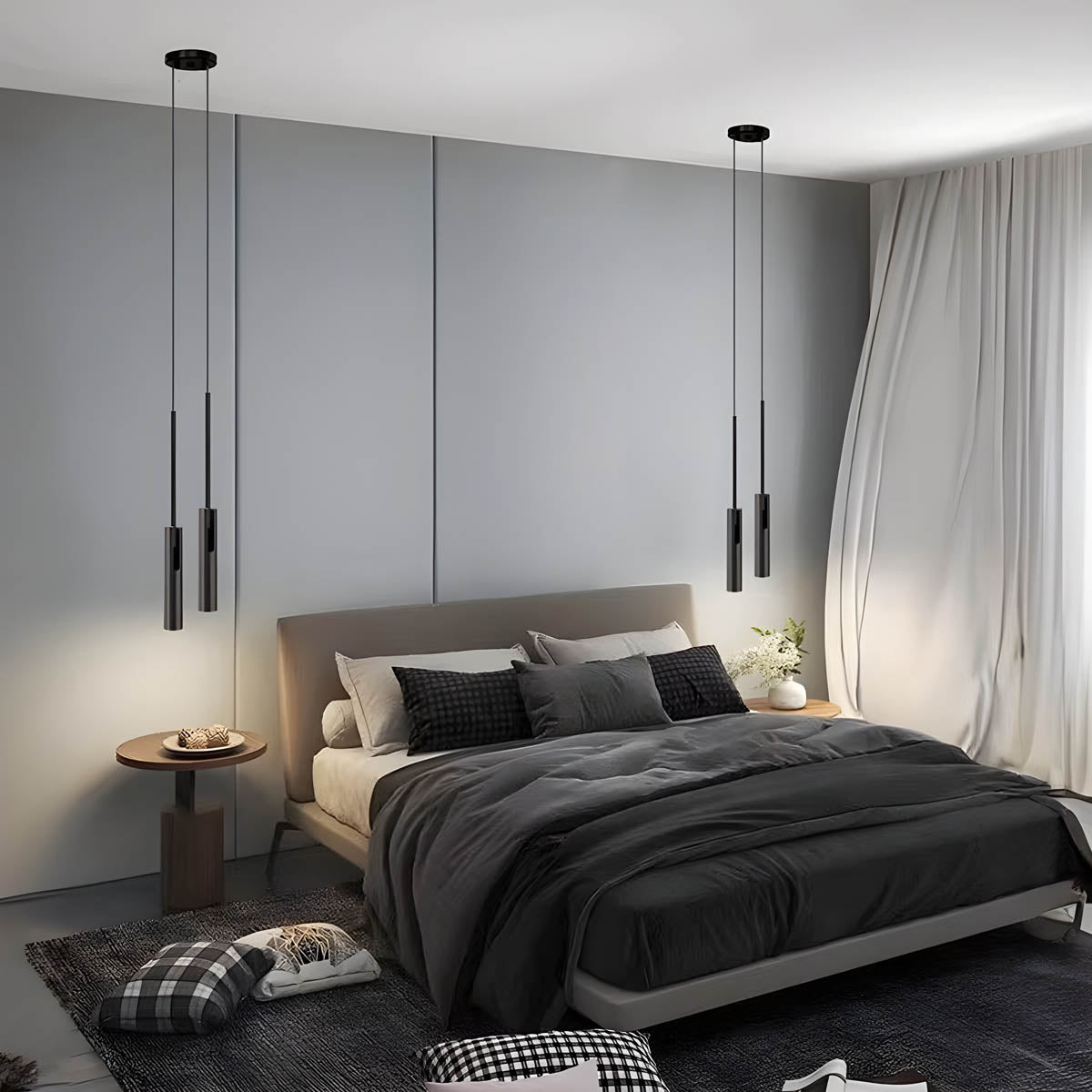 Pendant light GU10 cylinder head in gold or matte black, cord-pendant 40 cm