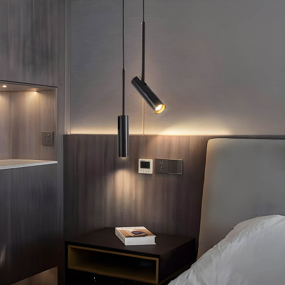 Pendant light GU10 cylinder head in gold or matte black, cord-pendant 40 cm