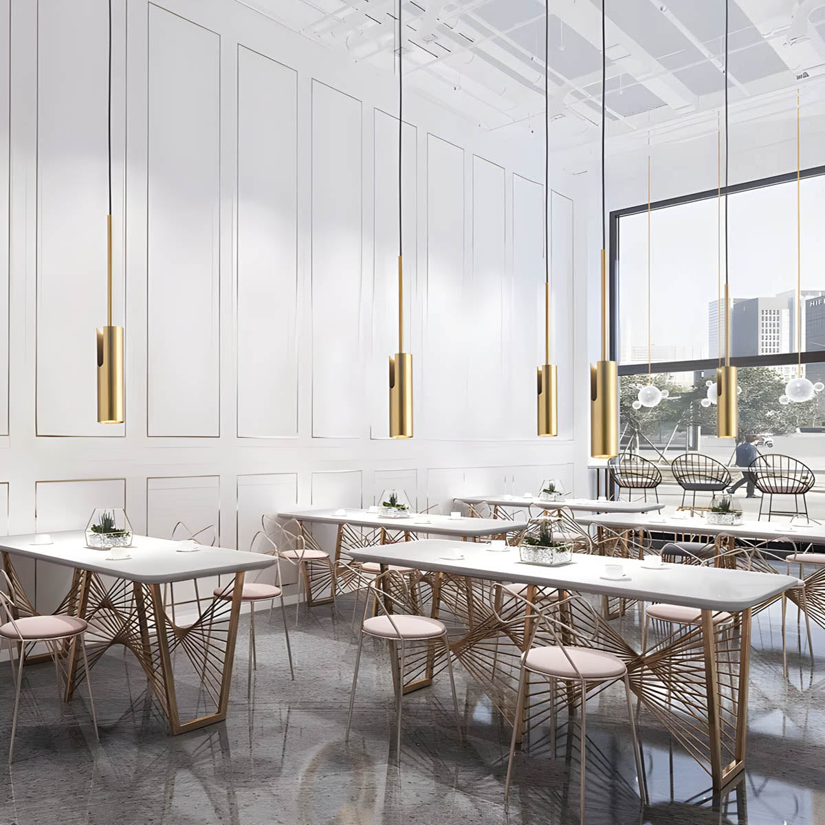 Pendant light GU10 cylinder head in gold or matte black, cord-pendant 40 cm