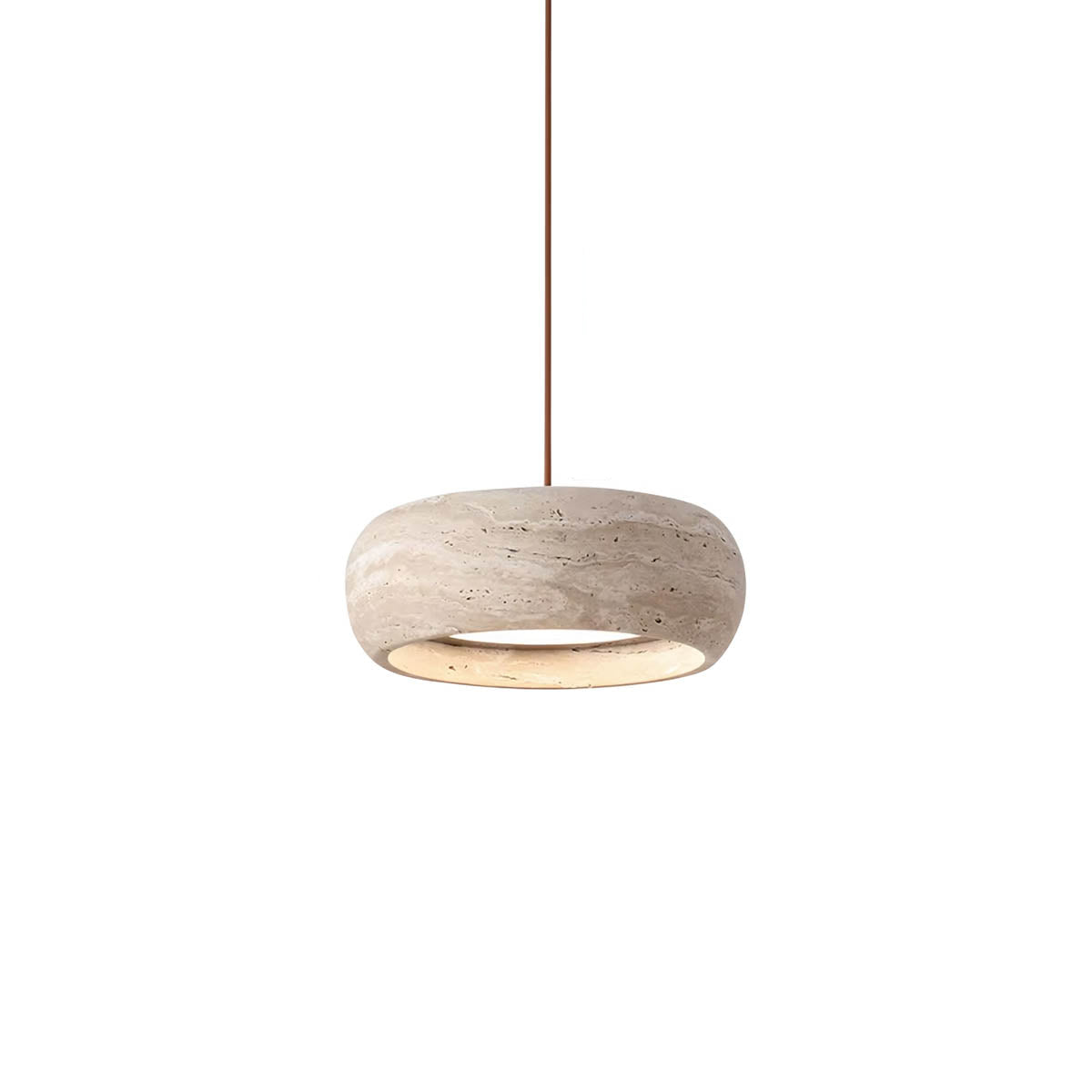Natural Travertine & Wood LED Pendant Light
