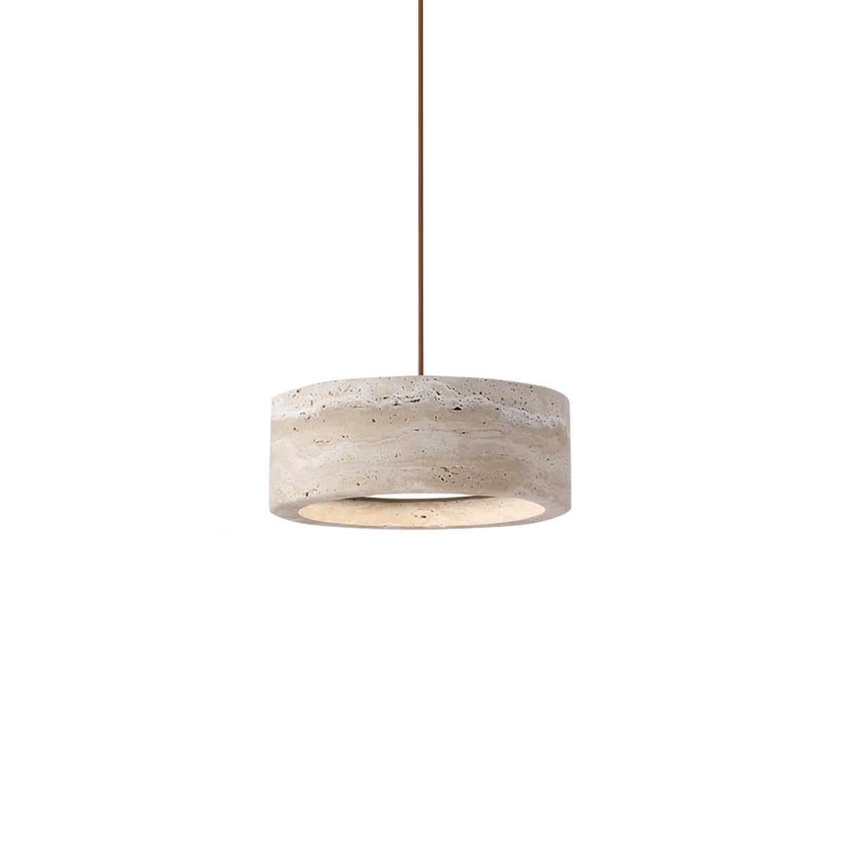Natural Travertine & Wood LED Pendant Light
