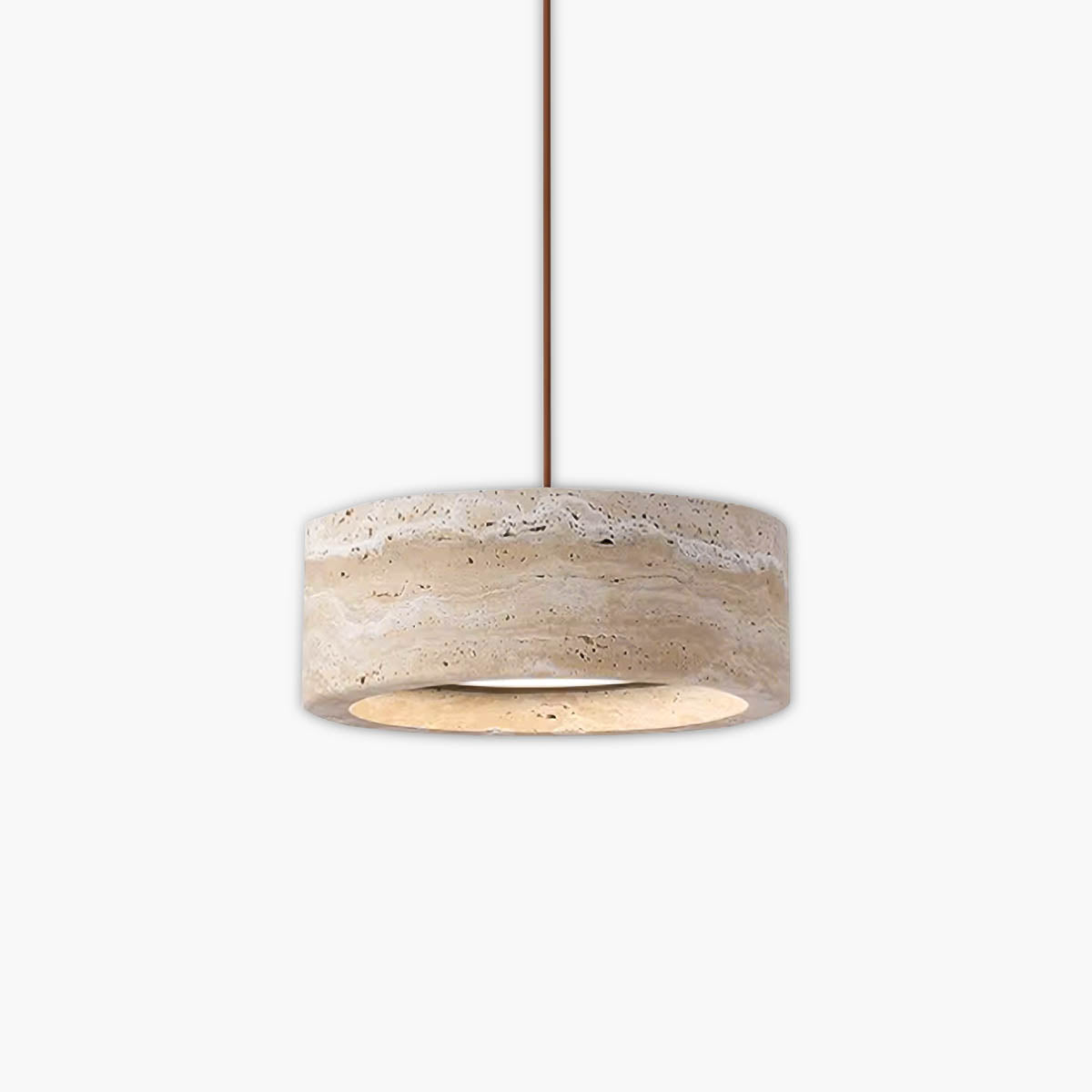 Natural Travertine & Wood LED Pendant Light