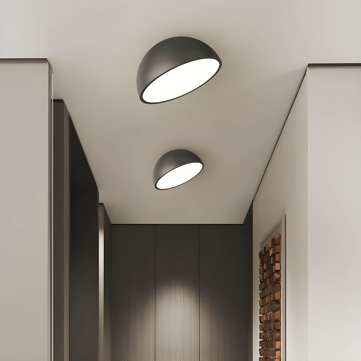Iron & acrylic LED ceiling light, cubes + half dome shapes