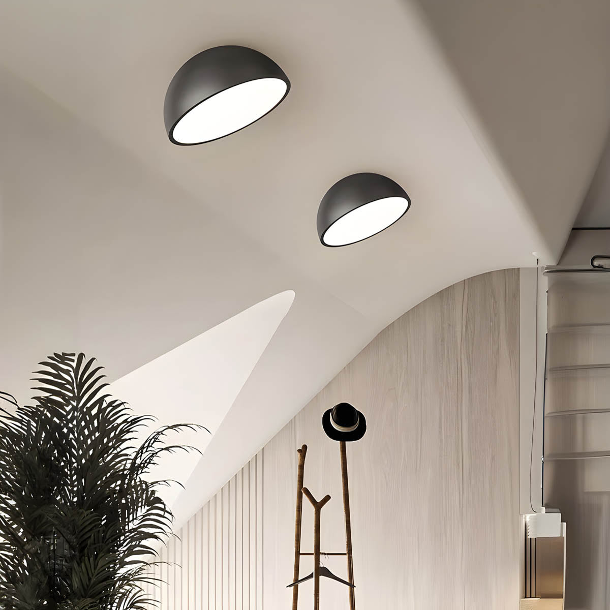 Iron & acrylic LED ceiling light, cubes + half dome shapes