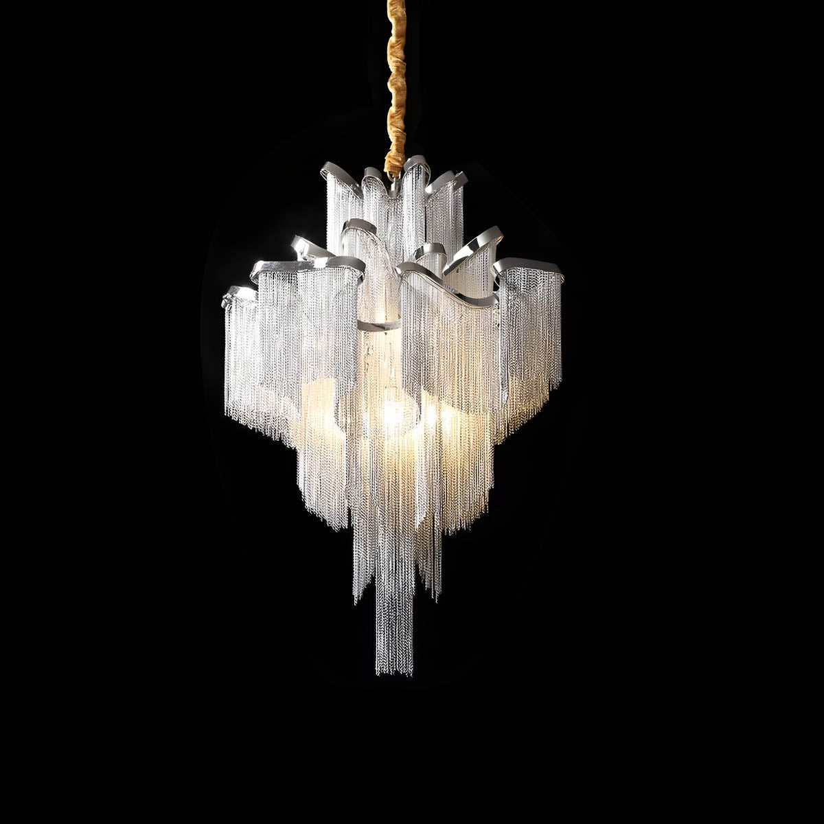 Iron & Aluminium Tassel Chandelier with E14 LEDs (60-150 cm)