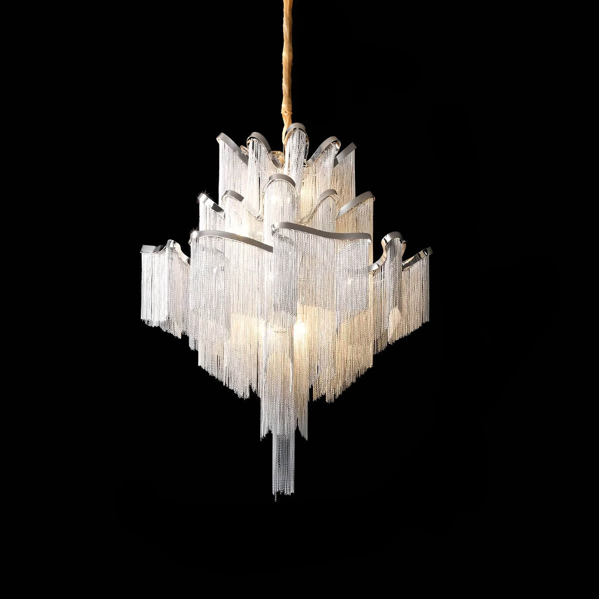 Iron & Aluminium Tassel Chandelier with E14 LEDs (60-150 cm)