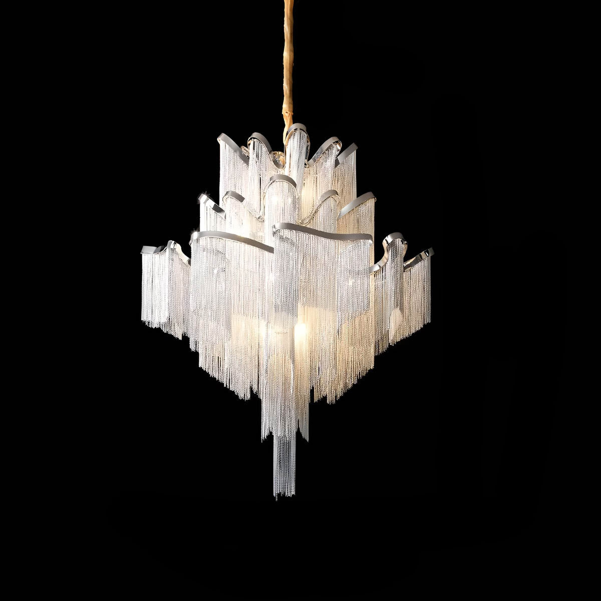 Iron & Aluminium Tassel Chandelier with E14 LEDs (60-150 cm)