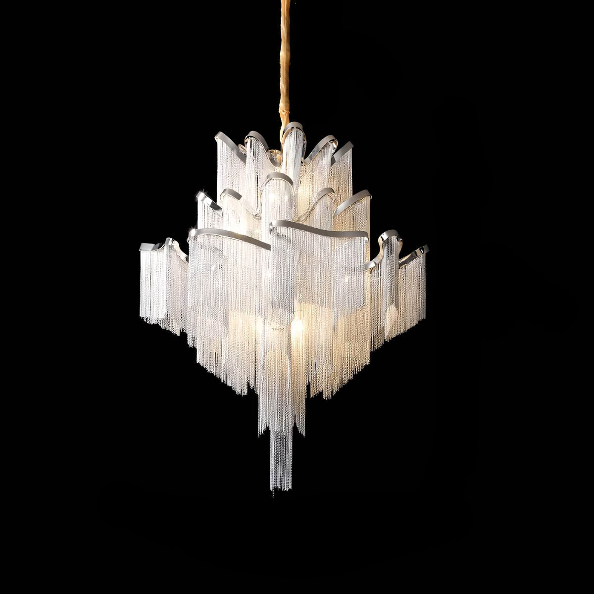 Iron & Aluminium Tassel Chandelier with E14 LEDs (60-150 cm)