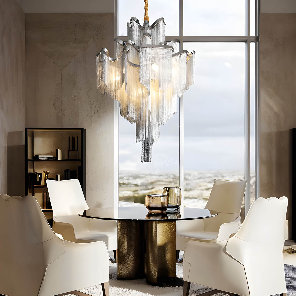 Iron & Aluminium Tassel Chandelier with E14 LEDs (60-150 cm)