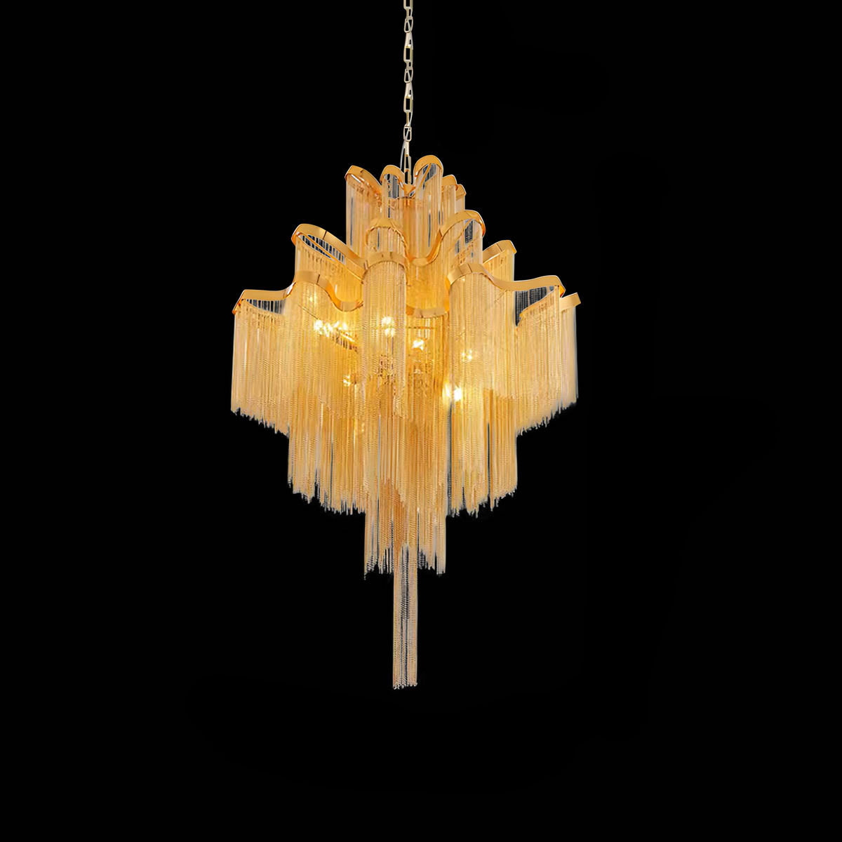 Iron & Aluminium Tassel Chandelier with E14 LEDs (60-150 cm)