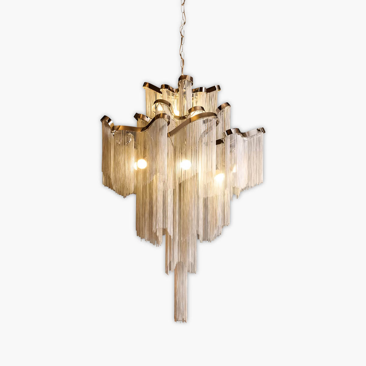 Edelweiss Iron & Aluminium Tassel Chandelier with E14 LEDs (60-150 cm)
