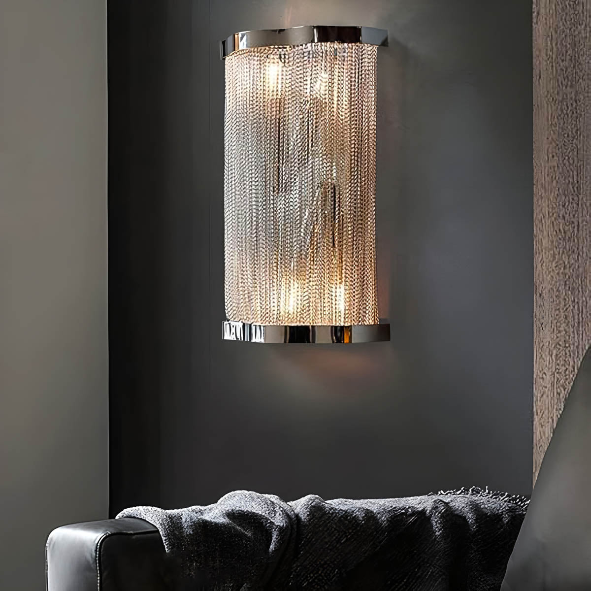 Wall Light with Cascading Aluminium Chains