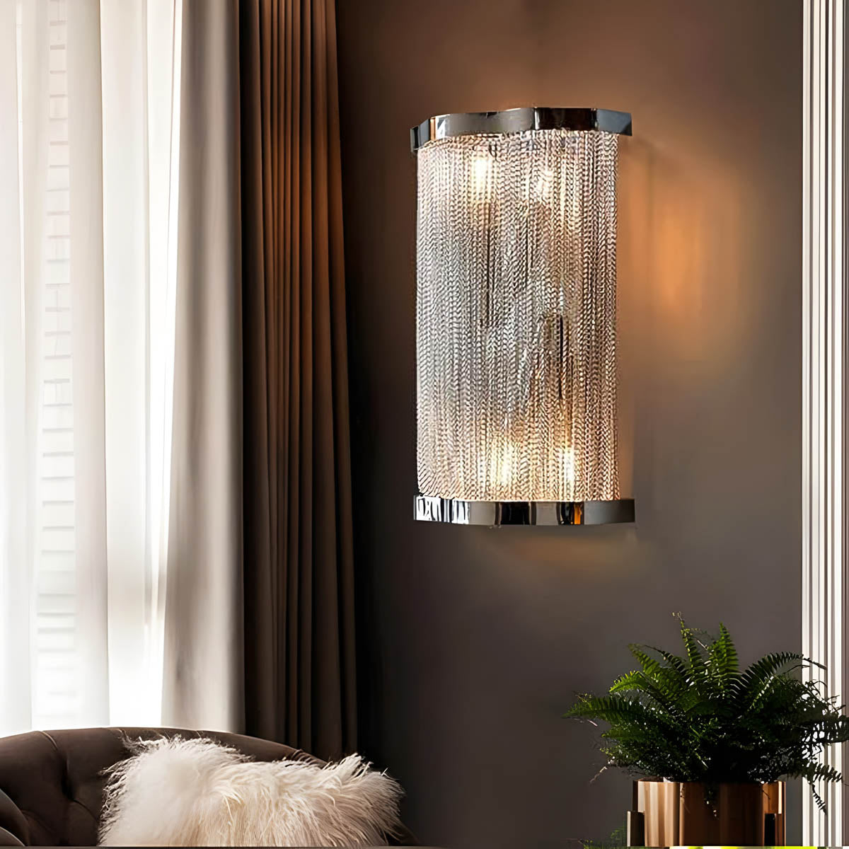 Wall Light with Cascading Aluminium Chains
