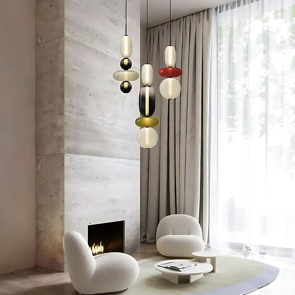 EKAITZA Pendant Light – Hand-Blown Glass Cluster Chandelier, 2–4 Heads, 46–66 cm