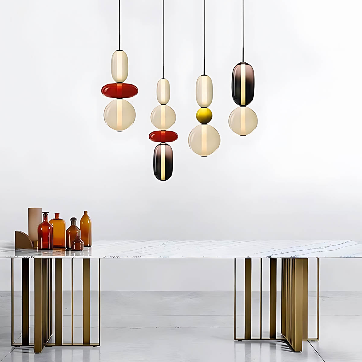 Pendant Light – Hand-Blown Glass Cluster Chandelier, 2–4 Heads, 46–66 cm