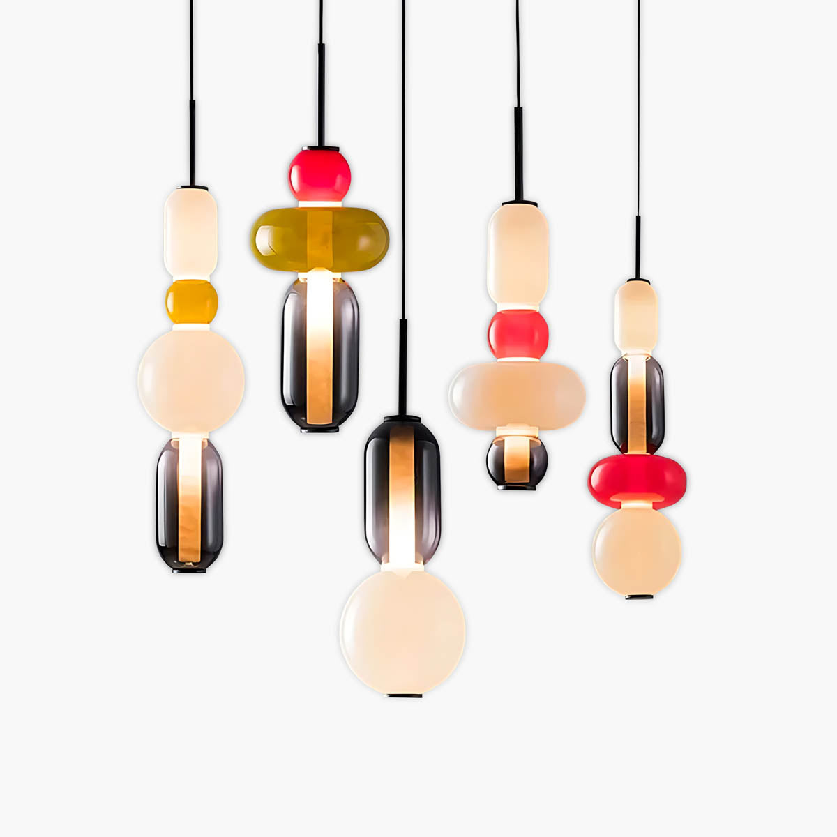 EKAITZA Pendant Light – Hand-Blown Glass Cluster Chandelier, 2–4 Heads, 46–66 cm