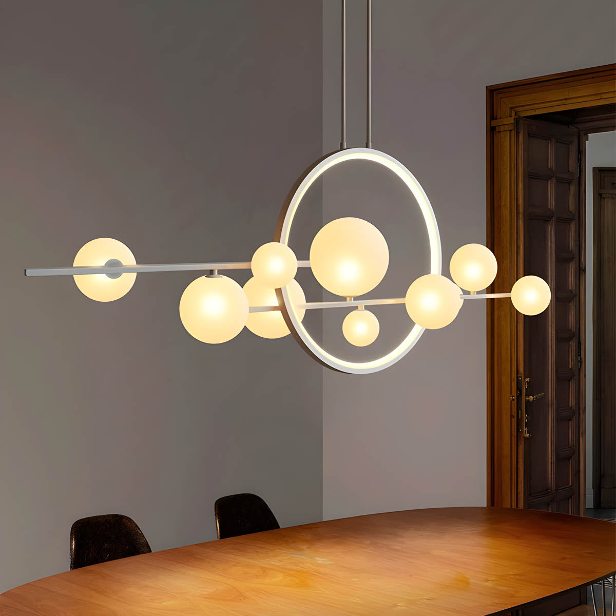 Ring Glass-Balls Semi-Flush Mount Ceiling Light