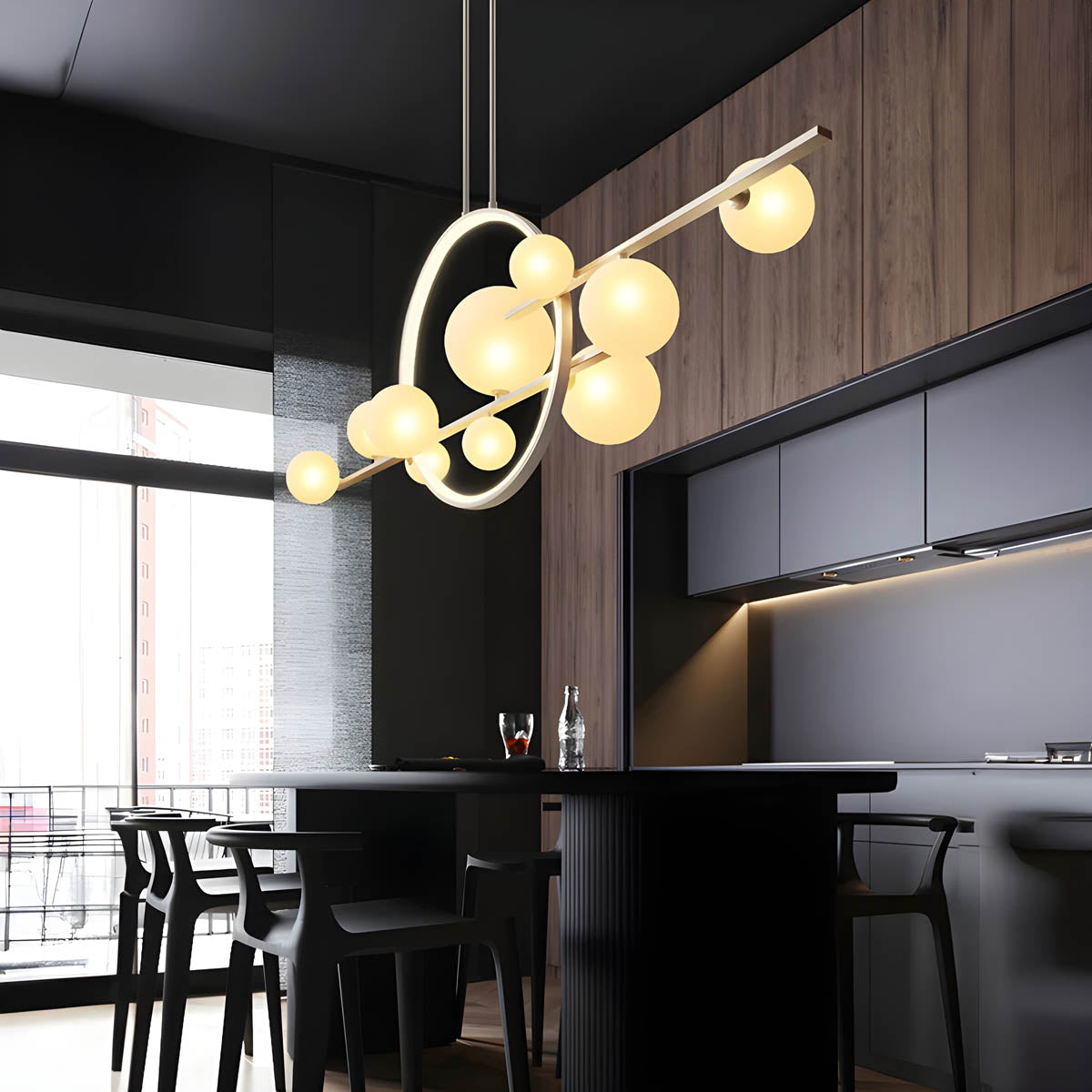 Ring Glass-Balls Semi-Flush Mount Ceiling Light