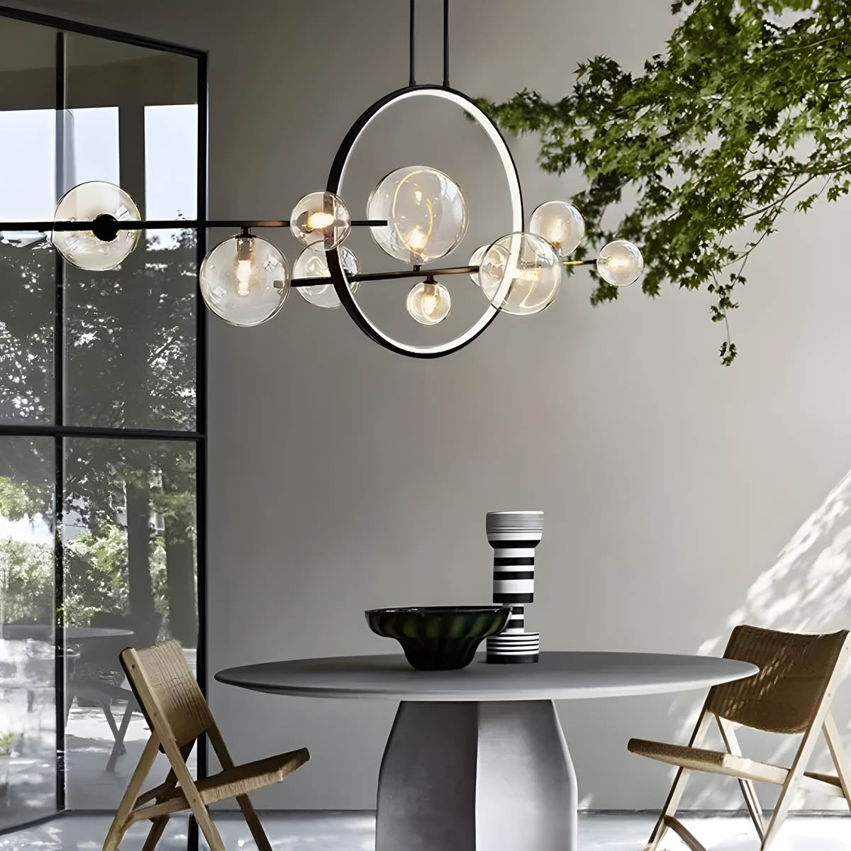 Ring Glass-Balls Semi-Flush Mount Ceiling Light