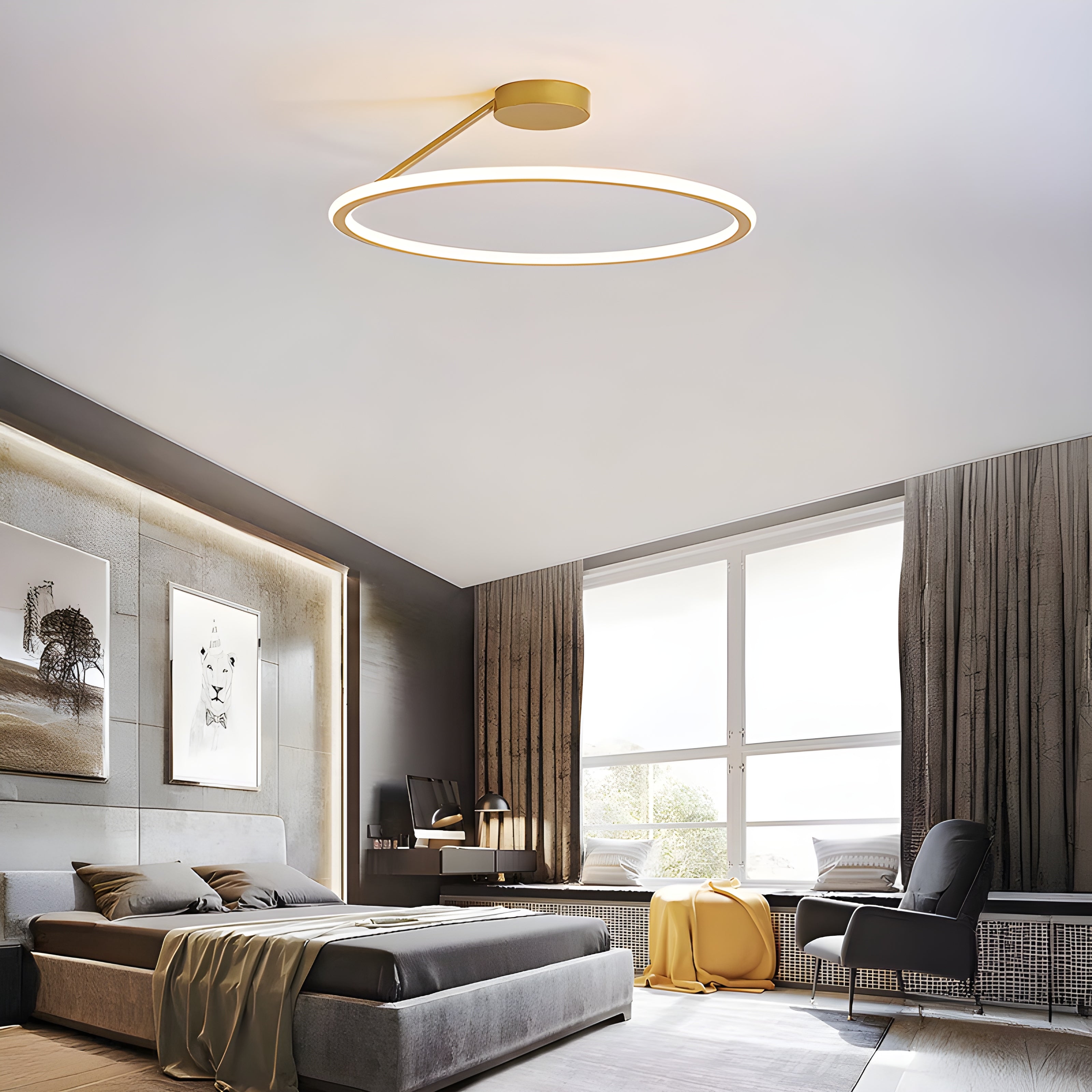 Minimal Iron & Aluminum Semi-Flush Ceiling Light 40-60 cm