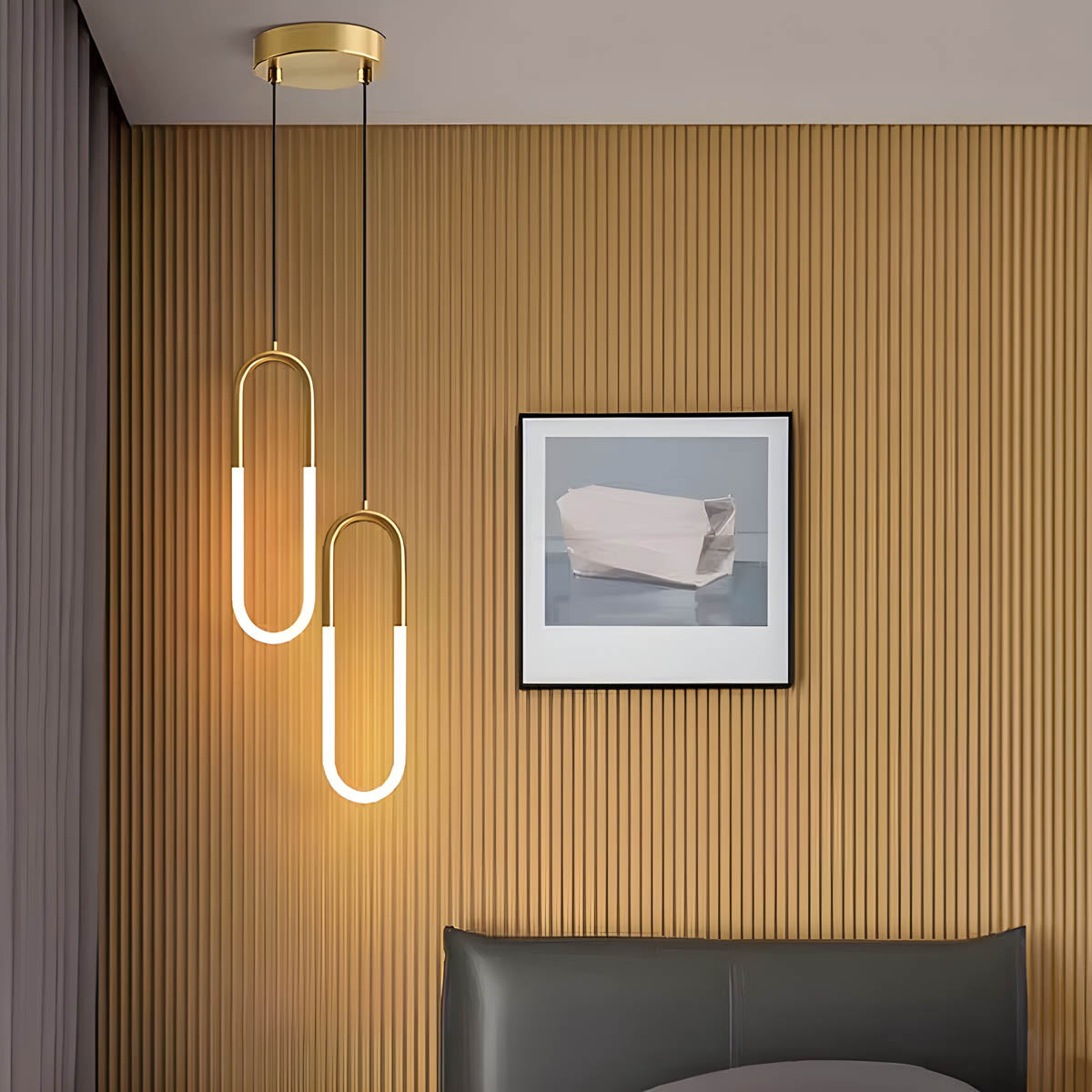 Oval loop silicone & iron LED pendant light, 40 cm, single- or two-head