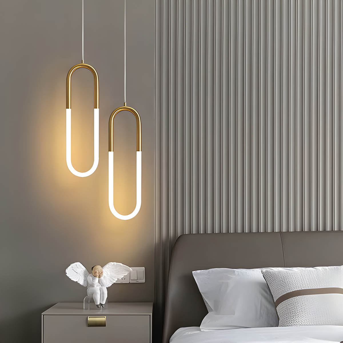 Oval loop silicone & iron LED pendant light, 40 cm, single- or two-head