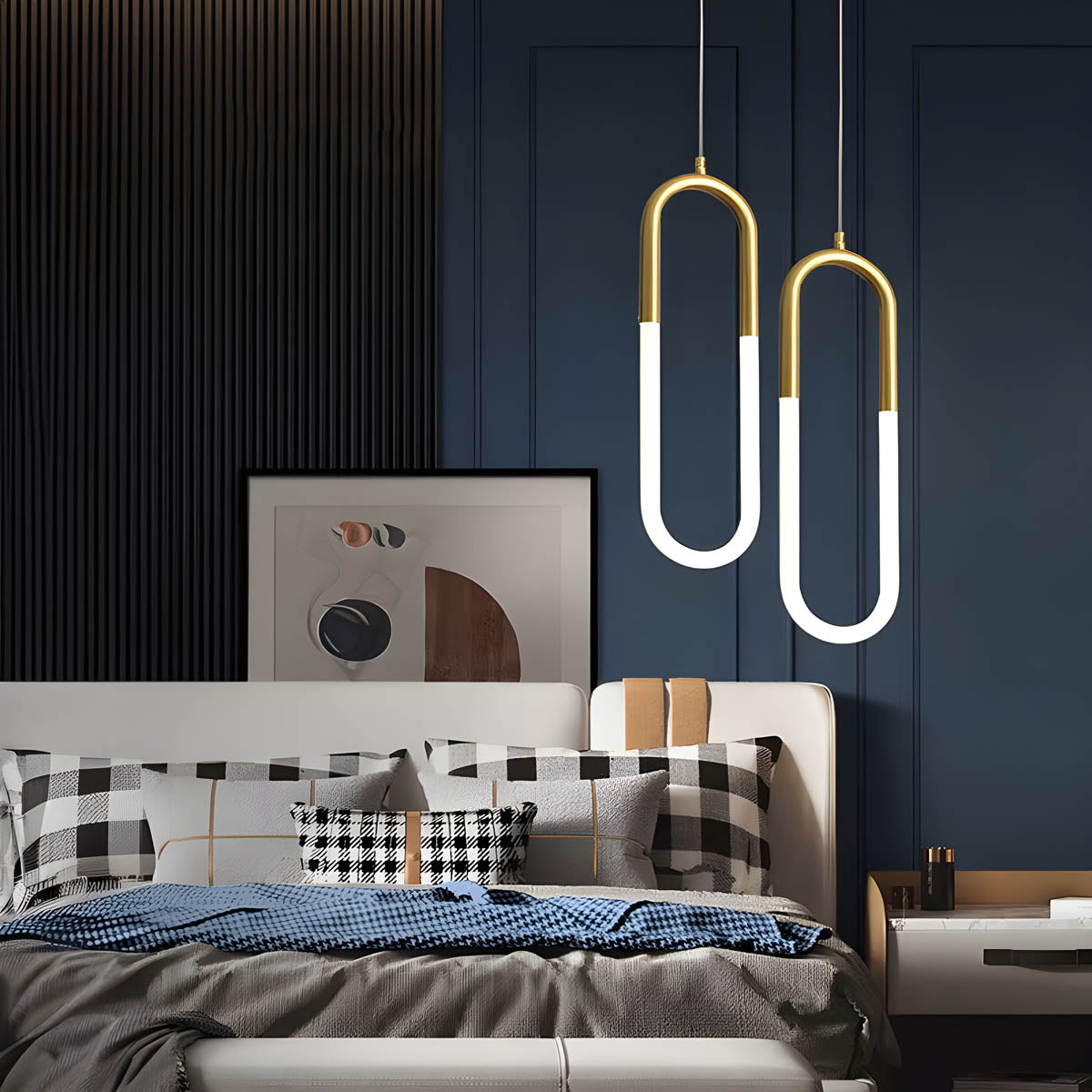 Oval loop silicone & iron LED pendant light, 40 cm, single- or two-head