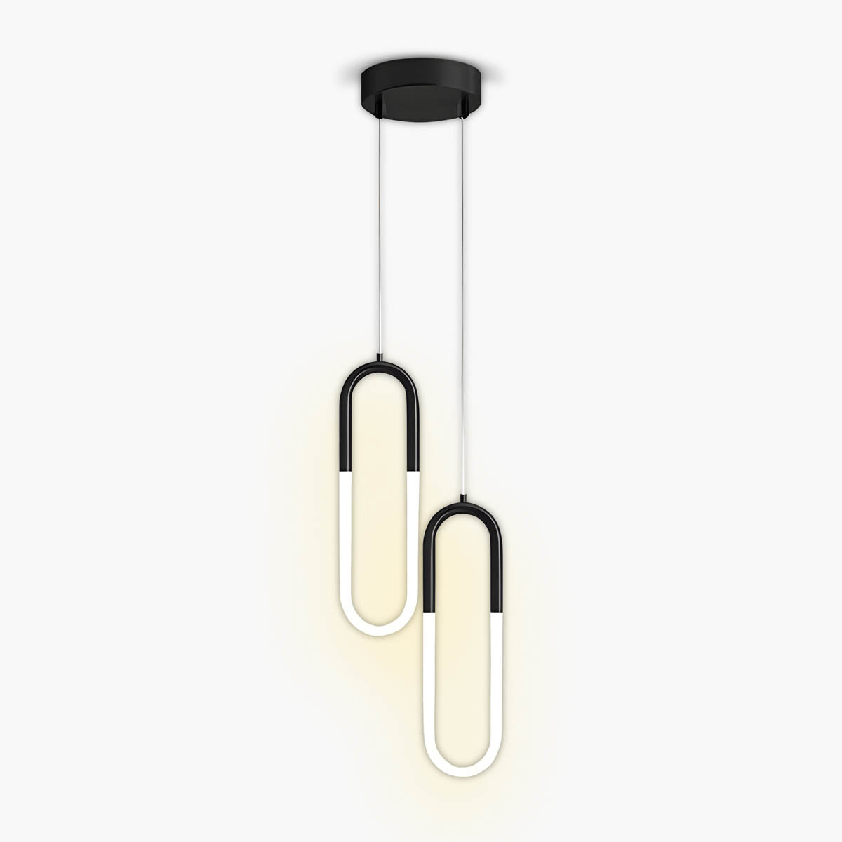 Oval loop silicone & iron LED pendant light, 40 cm, single- or two-head