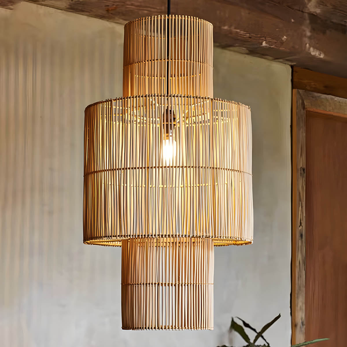 Hand-Woven Rattan Pendant Light E27 40-70 cm Natural