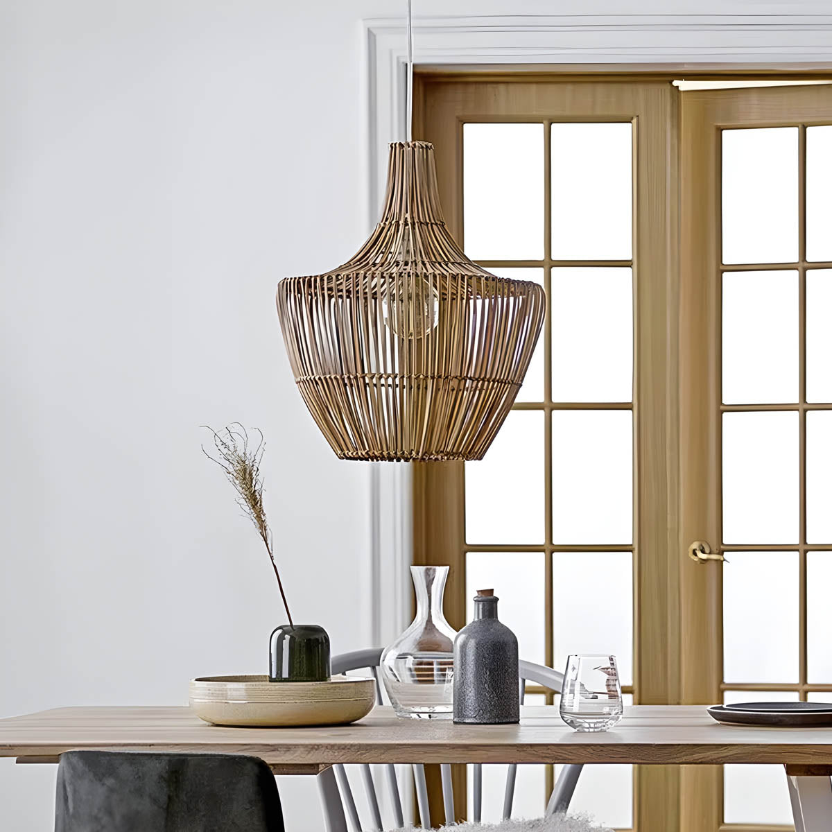 Hand-Woven Rattan Pendant Light E27 40-70 cm Natural