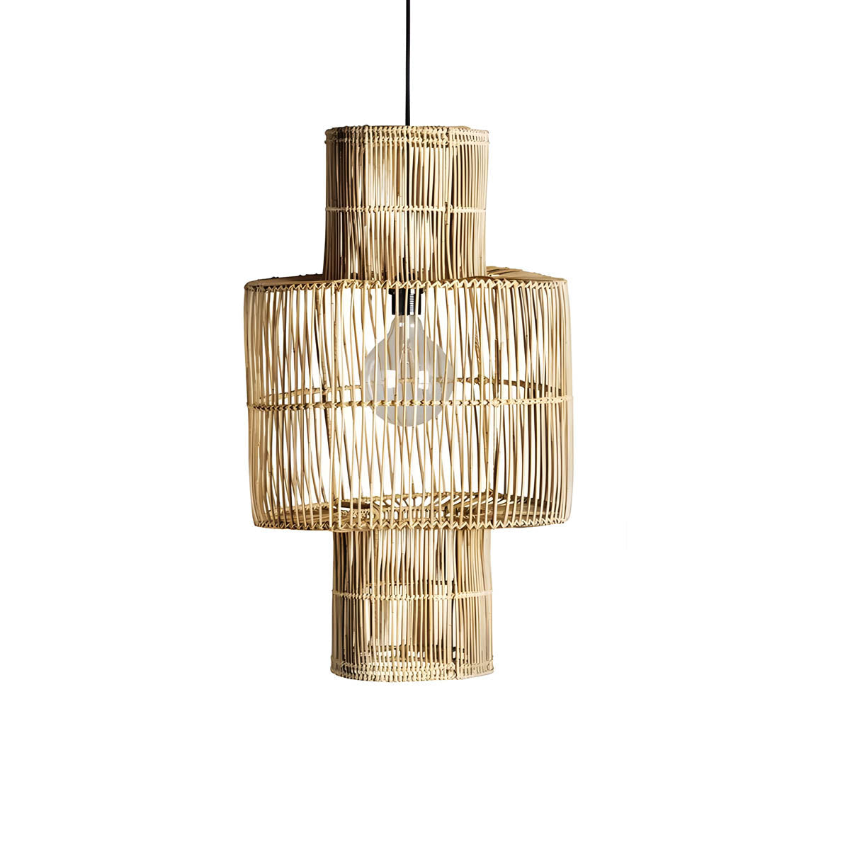 Hand-Woven Rattan Pendant Light E27 40-70 cm Natural