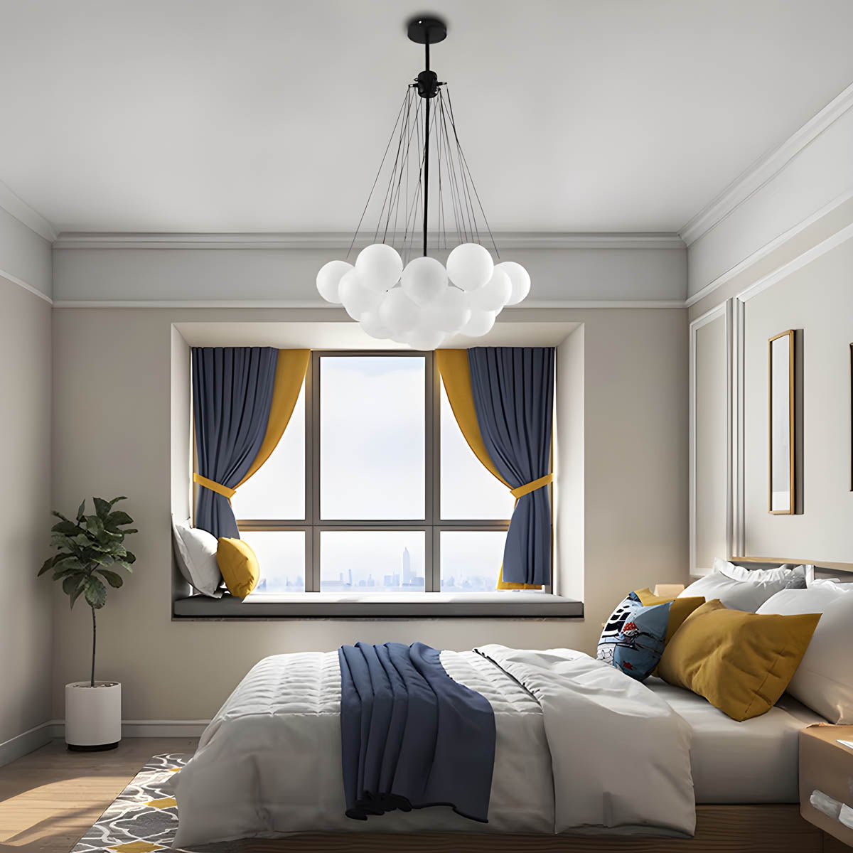 37-Head Glass Globe Cluster Pendant 80 cm