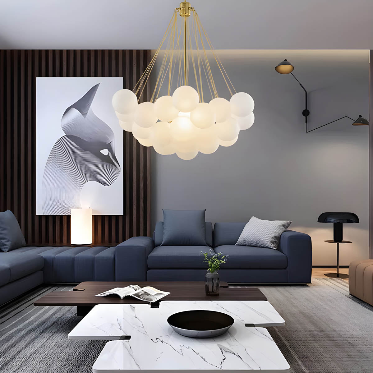 ELLIE 37-Head Glass Globe Cluster Pendant 80 cm