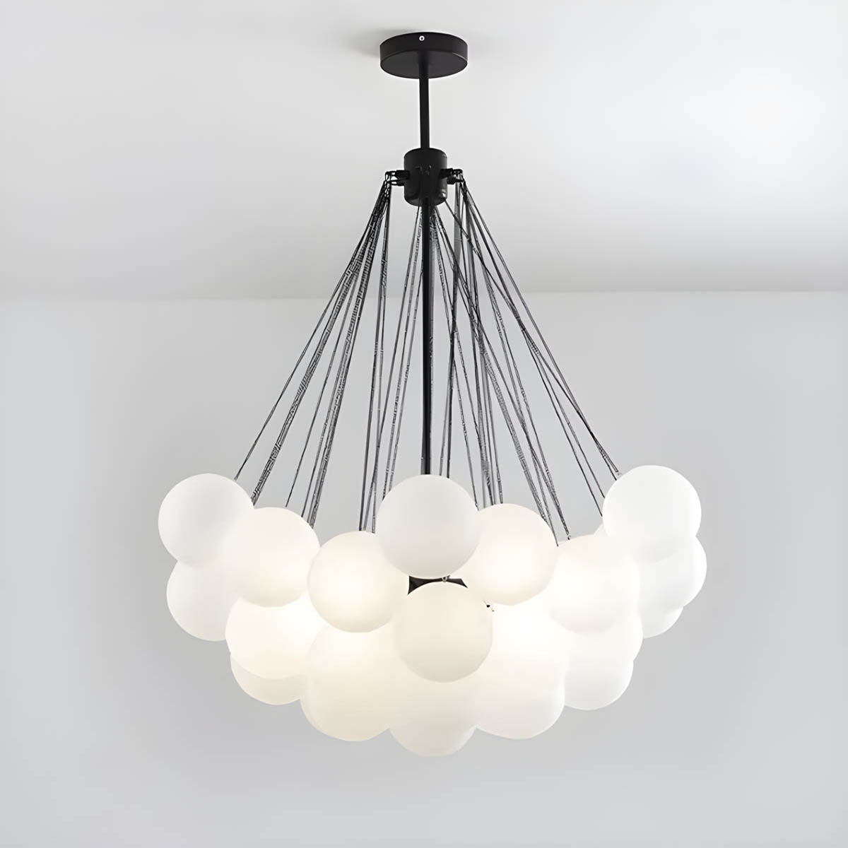 37-Head Glass Globe Cluster Pendant 80 cm
