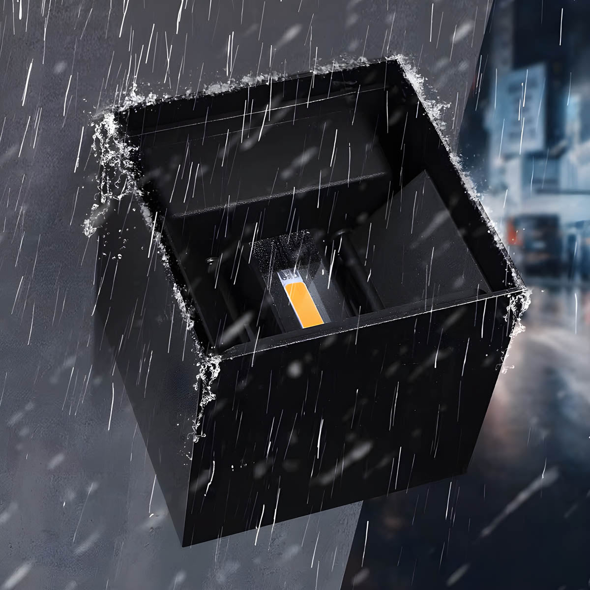 IP65 Cube Wall Light in Aluminum & Brushed Stainless Steel