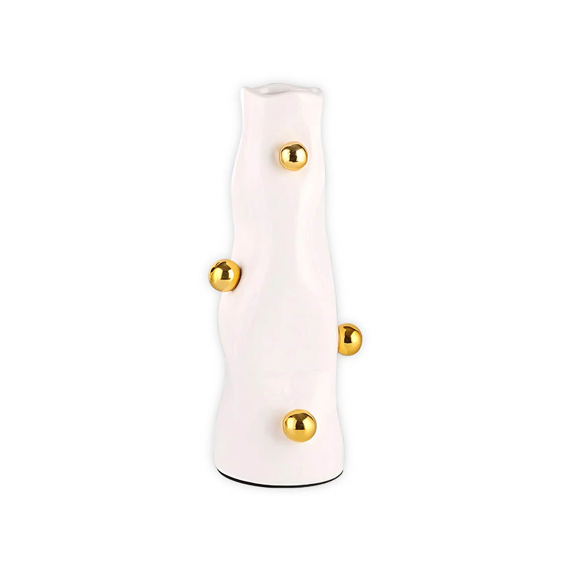 Glossy White & Gold Resin Statement Vase — Sculptural Modern Centrepiece