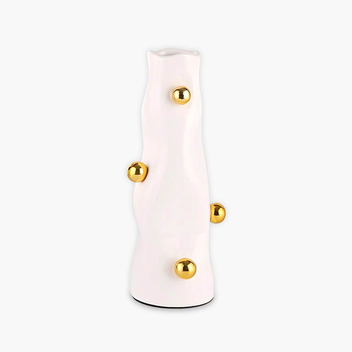 Glossy White & Gold Resin Statement Vase — Sculptural Modern Centrepiece